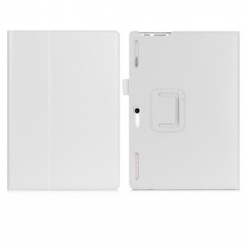 Чехол книжка подставка с рамочной защитой экрана, крепежом для стилуса, отсеком для карт и поддержкой кисти для Lenovo Tab 2 A10-30/Tab 10 TB-X103F Белый