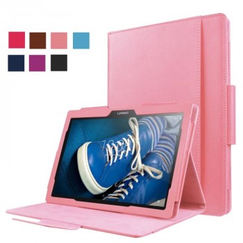 Чехол книжка подставка с рамочной защитой экрана, магнитной защелкой и отсеком для карт для Lenovo Tab 2 A10-30 Розовый