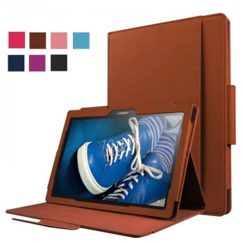 Чехол книжка подставка с рамочной защитой экрана, магнитной защелкой и отсеком для карт для Lenovo Tab 2 A10-30 Коричневый