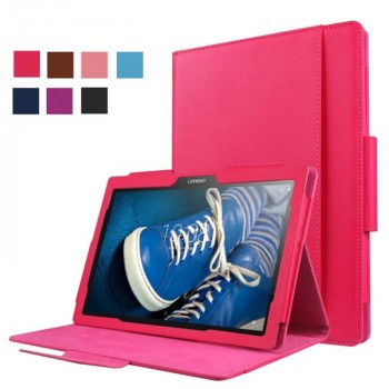 Чехол книжка подставка с рамочной защитой экрана, магнитной защелкой и отсеком для карт для Lenovo Tab 2 A10-30 Пурпурный