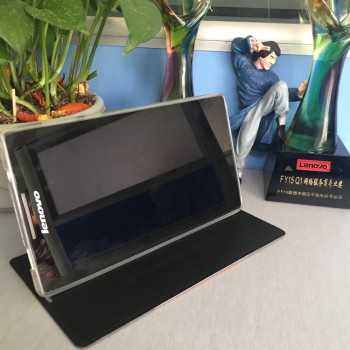 Чехол книжка подставка на полупрозрачной силиконовой основе для Lenovo Tab 2 A7-30  Черный