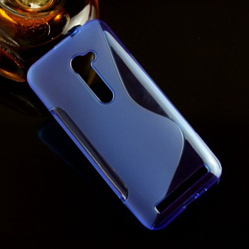 Силиконовый матовый полупрозрачный чехол с дизайнерской текстурой S для Asus Zenfone 2 5  Синий