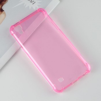 Силиконовый глянцевый полупрозрачный чехол с усиленными углами для LG X Power Розовый