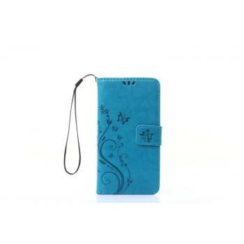 Чехол портмоне подставка текстура Узоры на силиконовой основе на магнитной защелке для Sony Xperia X Performance Синий