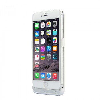 Пластиковый непрозрачный матовый чехол с встроенным аккумулятором (5000 мАч) для Iphone 6 Plus/6s Plus  Белый