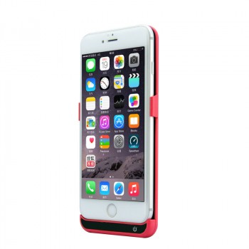 Пластиковый непрозрачный матовый чехол с встроенным аккумулятором (5000 мАч) для Iphone 6 Plus/6s Plus  Красный