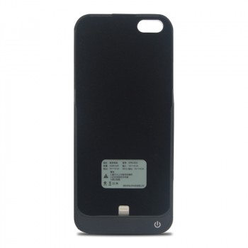 Пластиковый непрозрачный матовый чехол с встроенным аккумулятором 4200 мАч и подставкой для Iphone 5/5s/SE Черный