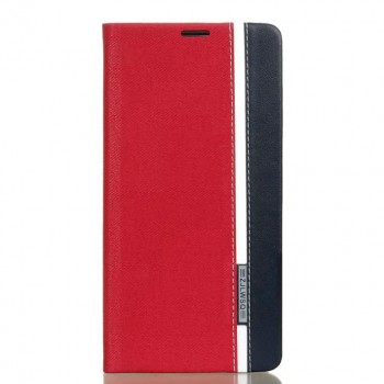 Чехол горизонтальная книжка подставка текстура Линии на силиконовой основе с отсеком для карт на магнитной защелке для Sony Xperia XA Ultra  Красный
