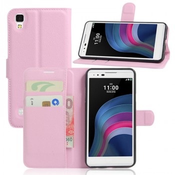 Чехол портмоне подставка на силиконовой основе на магнитной защелке для LG X Style  Розовый