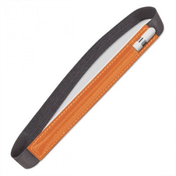 Кожаный мешок (нат. кожа) для Apple Pencil на регулируемом резиновом поясе Оранжевый