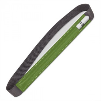 Кожаный мешок (нат. кожа) для Apple Pencil на регулируемом резиновом поясе Зеленый
