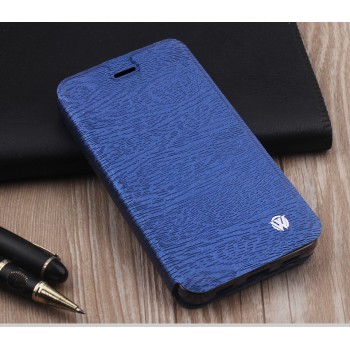Чехол горизонтальная книжка подставка текстура Дерево на силиконовой основе для Huawei GR3  Синий