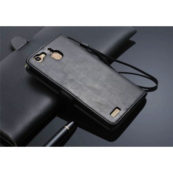Винтажный чехол портмоне подставка на пластиковой основе на магнитной защелке для Huawei GR3  Черный
