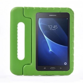 Ударостойкий детский силиконовый матовый гиппоаллергенный непрозрачный чехол с встроенной ножкой-подставкой для Samsung Galaxy Tab A 7 (2016)  Зеленый