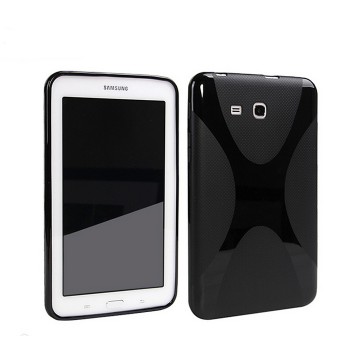 Силиконовый матовый полупрозрачный чехол с дизайнерской текстурой X для Samsung Galaxy Tab A 7 (2016) Черный