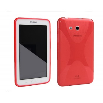 Силиконовый матовый полупрозрачный чехол с дизайнерской текстурой X для Samsung Galaxy Tab A 7 (2016) Красный