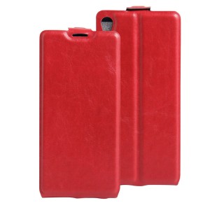 Чехол вертикальная книжка на силиконовой основе с отсеком для карт на магнитной защелке для Sony Xperia XA Красный
