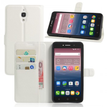 Чехол портмоне подставка на силиконовой основе на магнитной защелке для Alcatel One Touch Pixi 4 (6) Белый