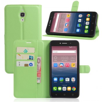 Чехол портмоне подставка на силиконовой основе на магнитной защелке для Alcatel One Touch Pixi 4 (6) Зеленый