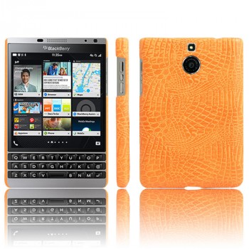 Чехол накладка текстурная отделка Кожа для BlackBerry Passport Silver Edition  Оранжевый