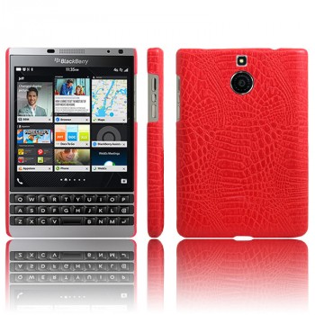 Чехол накладка текстурная отделка Кожа для BlackBerry Passport Silver Edition  Красный