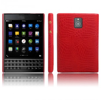 Чехол задняя накладка для Blackberry Passport с текстурой кожи крокодила Красный