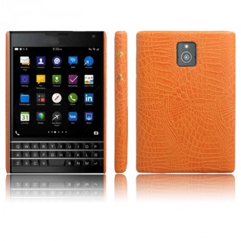 Чехол задняя накладка для Blackberry Passport с текстурой кожи крокодила Оранжевый
