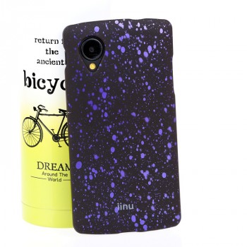 Пластиковый непрозрачный матовый чехол с голографическим принтом Звезды для Google LG Nexus 5  Фиолетовый