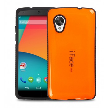 Силиконовый глянцевый непрозрачный чехол для Google LG Nexus 5 Оранжевый