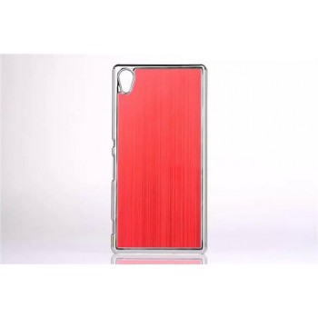 Пластиковый непрозрачный матовый чехол с текстурным покрытием Металл для Sony Xperia Z5  Красный