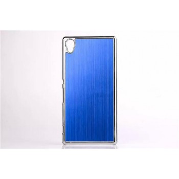 Пластиковый непрозрачный матовый чехол с текстурным покрытием Металл для Sony Xperia Z5  Синий