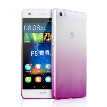 Силиконовый матовый полупрозрачный градиентный чехол для Huawei P8 Lite  Пурпурный