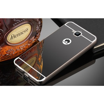 Двухкомпонентный чехол c металлическим бампером с поликарбонатной накладкой и зеркальным покрытием для Huawei Honor 4C Pro