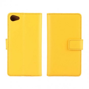 Чехол портмоне подставка на пластиковой основе на магнитной защелке для Sony Xperia Z5 Compact  Желтый