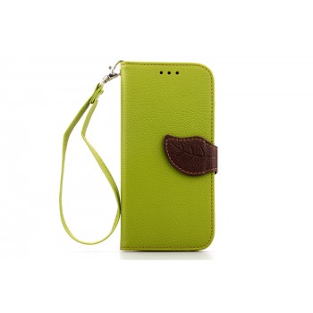 Чехол портмоне подставка на силиконовой основе на дизайнерской магнитной защелке для HTC One (M8) Зеленый