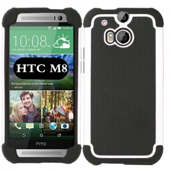 Силиконовый матовый непрозрачный дизайнерский фигурный чехол для HTC One (M8) Белый