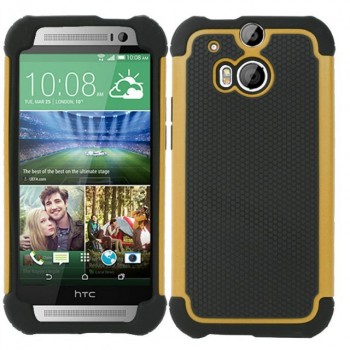 Силиконовый матовый непрозрачный дизайнерский фигурный чехол для HTC One (M8) Желтый