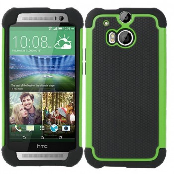 Силиконовый матовый непрозрачный дизайнерский фигурный чехол для HTC One (M8) Зеленый