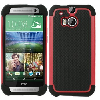 Силиконовый матовый непрозрачный дизайнерский фигурный чехол для HTC One (M8) Красный