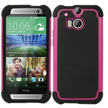 Силиконовый матовый непрозрачный дизайнерский фигурный чехол для HTC One (M8) Розовый