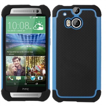 Силиконовый матовый непрозрачный дизайнерский фигурный чехол для HTC One (M8) Синий