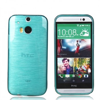 Силиконовый глянцевый непрозрачный Металлик чехол для HTC One (M8)  Голубой