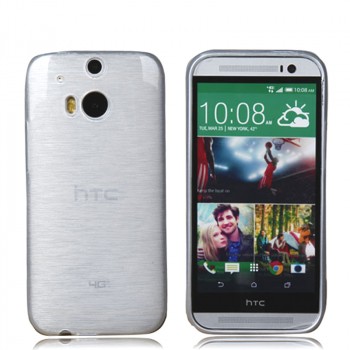 Силиконовый глянцевый непрозрачный Металлик чехол для HTC One (M8)  Белый