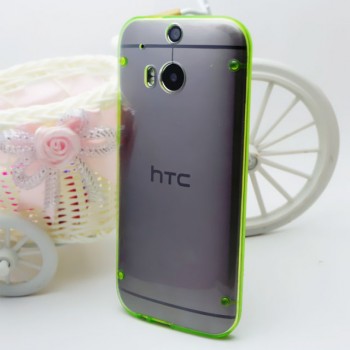 Силиконовый матовый полупрозрачный чехол для HTC One (M8) Зеленый
