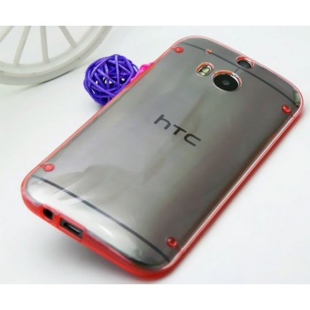 Силиконовый матовый полупрозрачный чехол для HTC One (M8) Красный