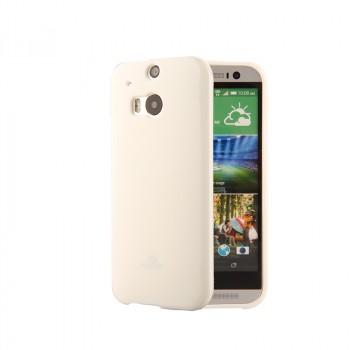 Силиконовый глянцевый непрозрачный чехол для HTC One (M8) Белый