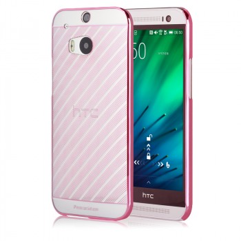 Пластиковый матовый полупрозрачный дизайнерский фигурный чехол с текстурным покрытием Узоры для HTC One (M8) Розовый