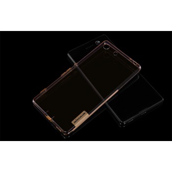 Силиконовый матовый полупрозрачный чехол с улучшенной защитой элементов корпуса (заглушки) для Sony Xperia M5  Бежевый