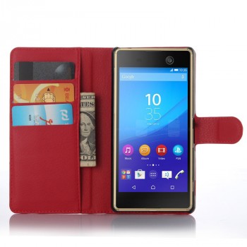 Чехол портмоне подставка на магнитной защелке для Sony Xperia M5 Красный
