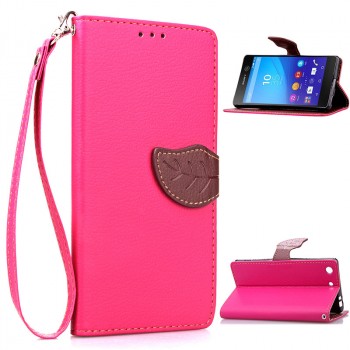 Чехол портмоне подставка на силиконовой основе на дизайнерской магнитной защелке для Sony Xperia M5  Розовый